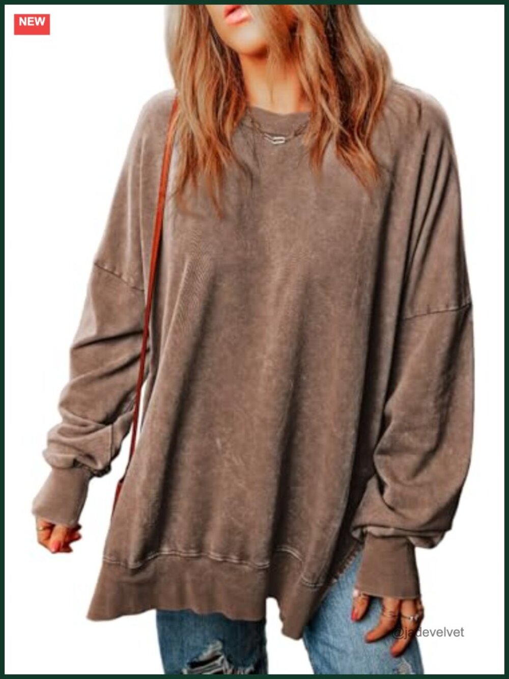 Oversized Fleece Crewneck Sweatshirt Women Pullover